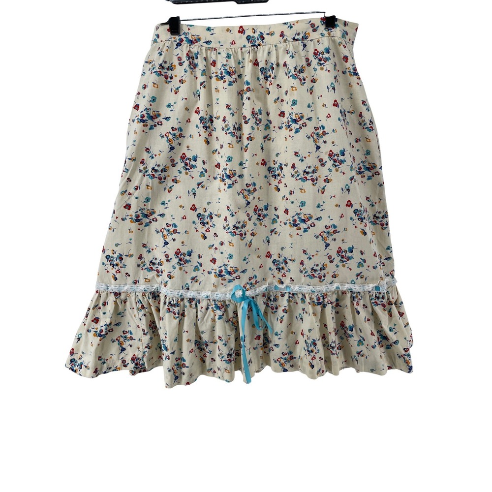 Handmade Floral Midi Skirt Womens 12*‎ Cottagecore Country Prairie Western Boho